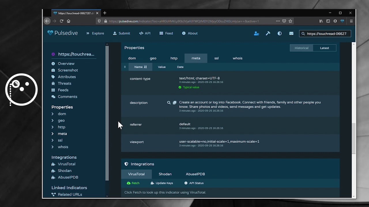 DEMO: Phishing Indicator with Pulsedive Pro