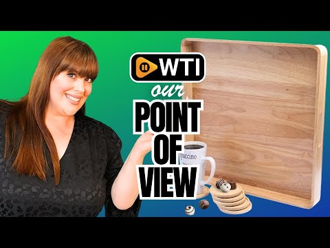 Wooden Ottoman Tray for Living Room – Large 19"" Square Serving Tray with Handles & 6 Coasters Set - WTI product video review