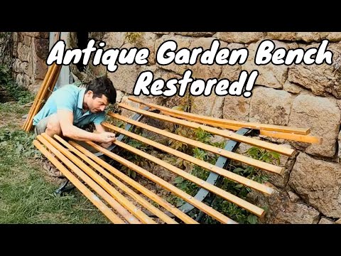 From spare Parts to Beautiful Bench. Total Restoration (Landscaping the Greenhouse Garden)
