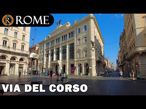 Visita guiada a Roma ➧ Via del Corso (domingo de manhã) [4K Ultra HD]