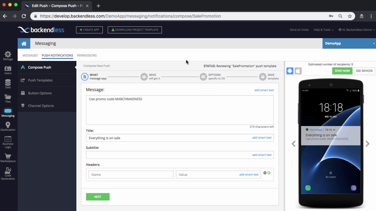 About push notification templates