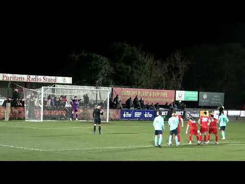 Jack Harding's penalty save against Coalville Town last night, viewed from Clubhouse side of ground