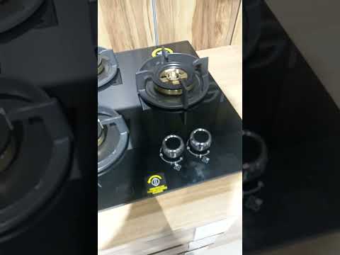 Elica Hob 4 Burner Auto Ignition Glass Top - 1 Dual, 1 Medium and 2 Small FB Brass Gas Stove