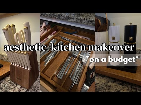 aesthetic kitchen makeover & tour | decluttering & organizing, amazon luxury finds, modern decor! 