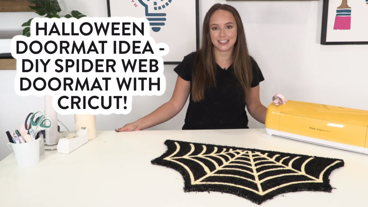 Halloween Doormat Idea – DIY Spiderweb Doormat With Cricut!