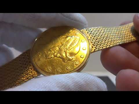Vintage Omega solid gold, $20 gold coin secret watch, circa 1964