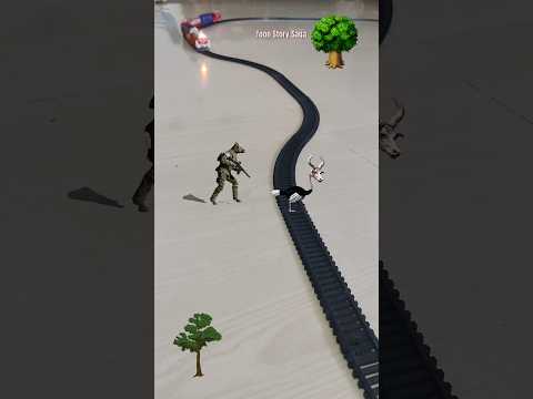 Army Cow 🐮 is following the Ostrich near the railway track and the train is approaching fast | Cows