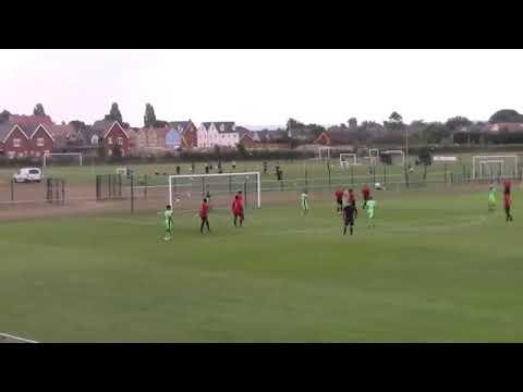Reuben Mudd scores a header for Colchester United u18s
