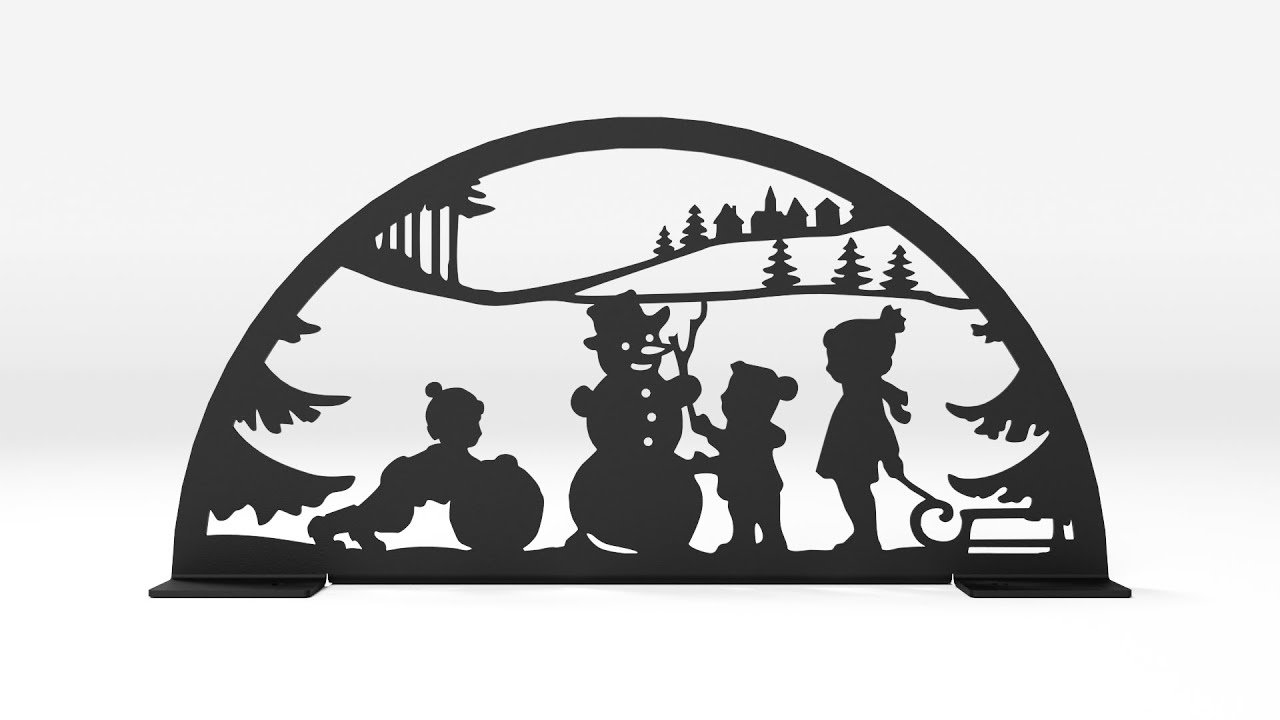 Schwibbogen aus Metall | DSB1140 Schneemann-Motiv | Schwarz | 30 cm breit | für den Innenbereich Video