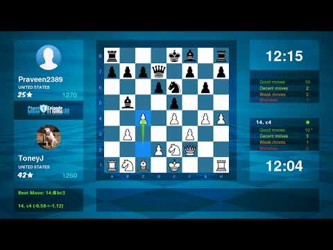 Chess Game Analysis: ToneyJ - Praveen2389 : 1-0 (By ChessFriends.com)