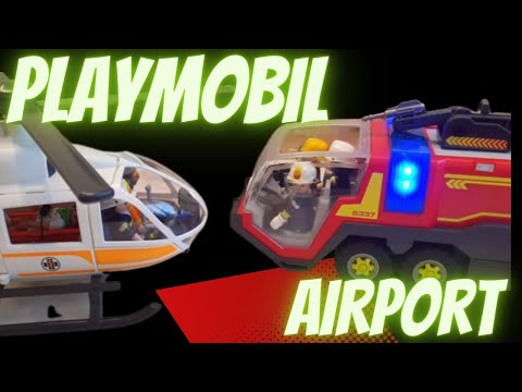 Emergency Landing at the Airport: Playmobil Firefighters and Helicopter Crew Race to the Rescue!