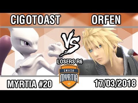 [Smash Myrtia #20]  Cigotoast (Mewtwo) vs Orfen (Cloud, Zss) -  Losers R6