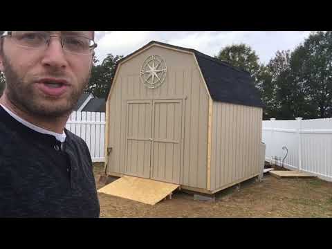 Lowes のハートランドのレイニア Gambrel によって設計される木製の貯蔵の小屋のレビュー (Lowes Heartland Rainier Gambrel Engineered Wood Storage Shed Review)