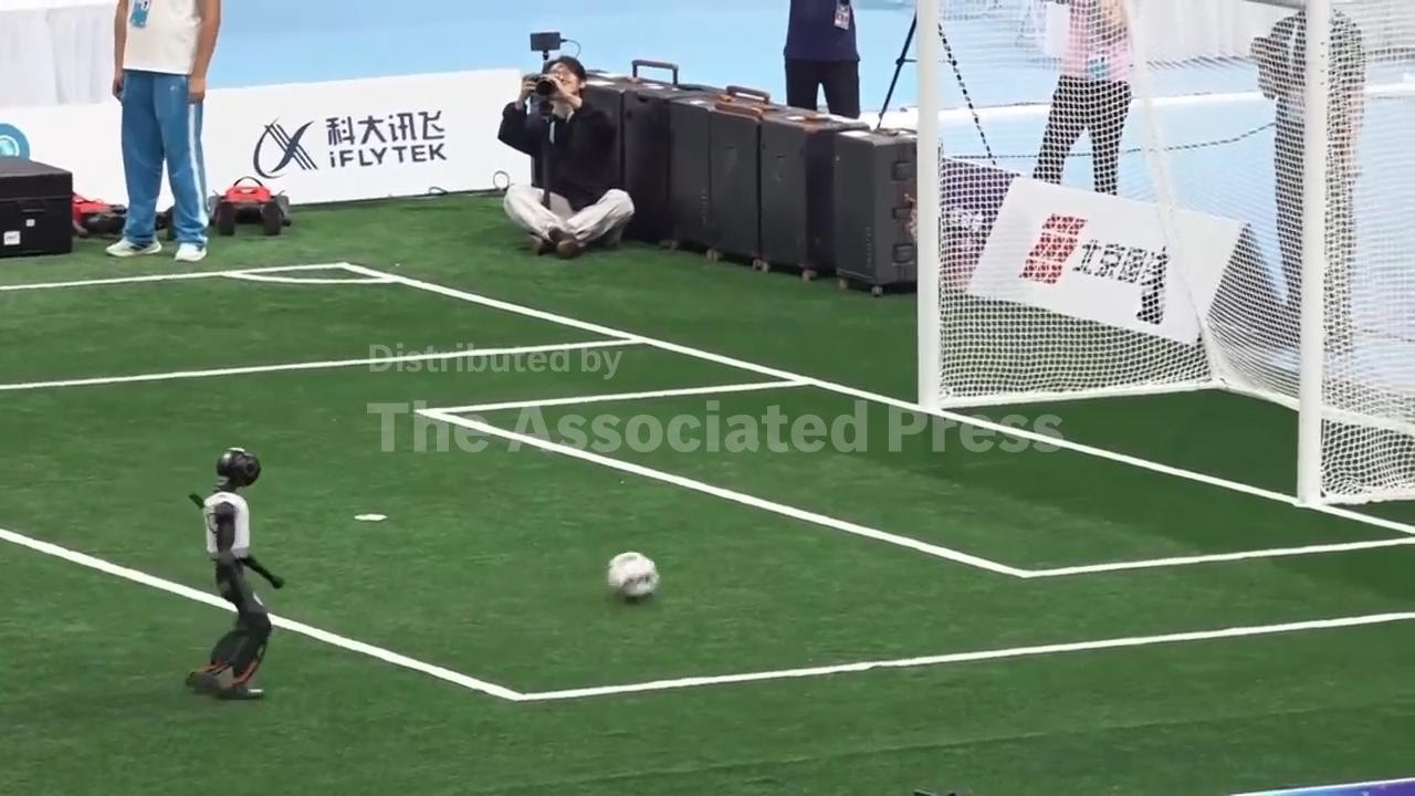 Humanoid robots compete in boxing and soccer at Beijing World Games