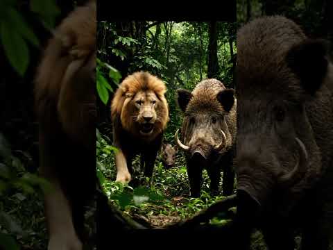 The Lion’s Biggest Mistake Ever ‼️ Attacks a Baby Boar and Faces the Father’s Fury 🦁💥🐗 #aiwildlife