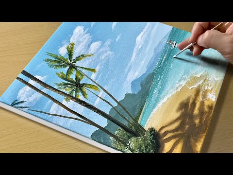 Easy Way to Paint a Paradise Beach / Acrylic Painting for Beginners