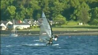 preview picture of video 'Windsurfer sailing on the Holy Loch, Sandbank.'