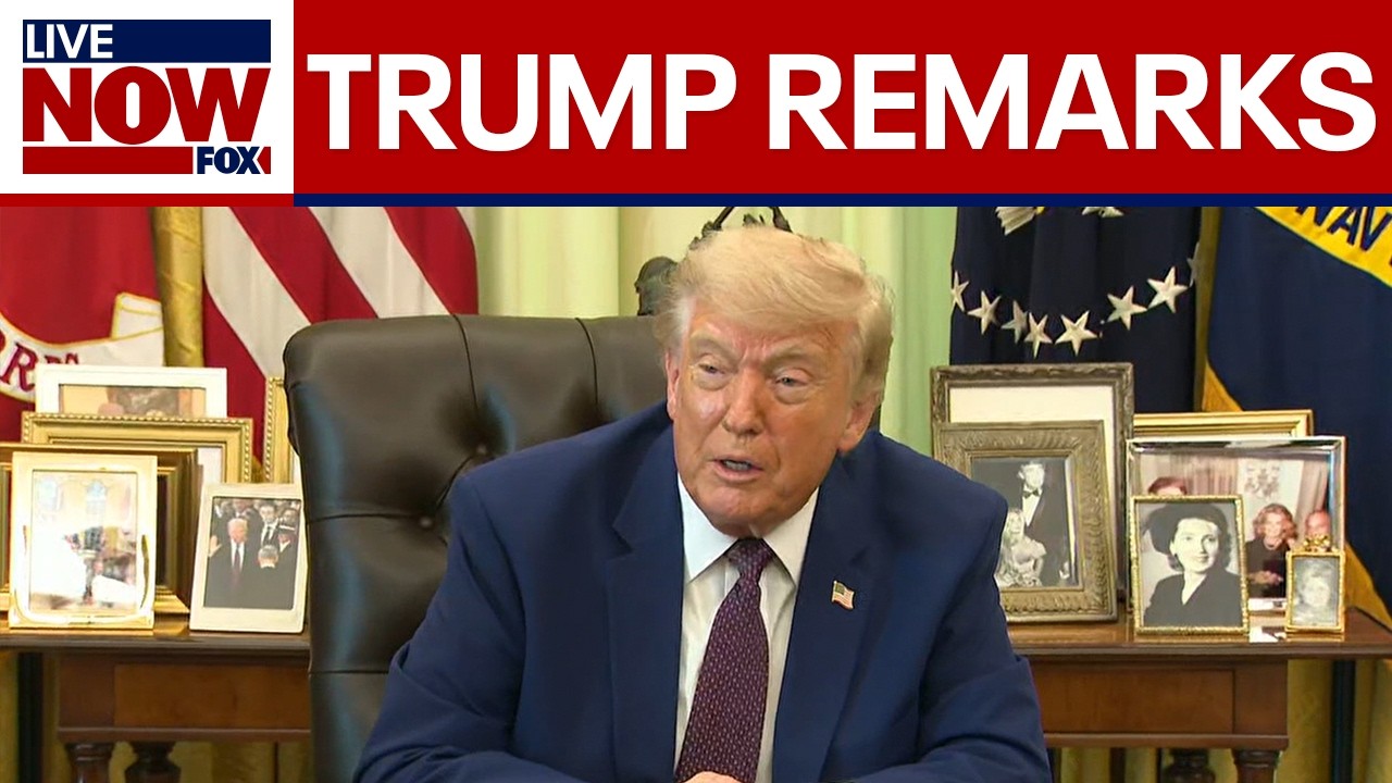 Trump delivers remarks in the Oval Office