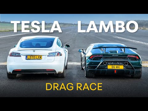 Lamborghini Huracan Performante v Tesla Model S Performance - DRAG RACE & 0-100-0 RACE