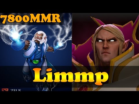 Dota 2 - Limmp 7800 MMR PLays Zeus And Invoker - Ranked Match Gameplay!