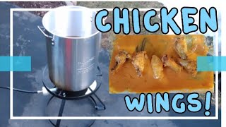 Deep frying chicken wings in a turkey fryer [Fast and Easy]