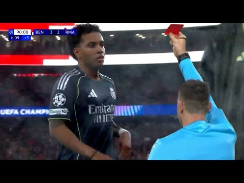 Rodrygo Red Card 🟥 90+7 | Benfica vs Real Madrid 4-2 | Resumen | Liga de Campeones 25