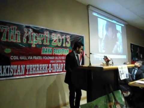 Information Sec. ISF Italy Zia Khan at 'Naya Pakistan' event Brecsia Italy.(07-04-2013)