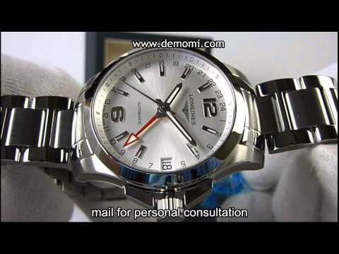 Longines  L3.687.4.76.6 conquest  sport automatic GMT silver dial steel bracelet L36874766