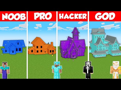 ELEMENTAL BASE HOUSE BUILD CHALLENGE - Minecraft Battle: NOOB vs PRO vs HACKER vs GOD / Animation