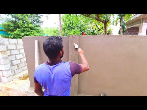 Plastering Techniques|Compound Wall_ Hollow Blocks Piller|Plastering With Skills on House