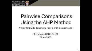 Pairwise Comparisons for COA Comparisons