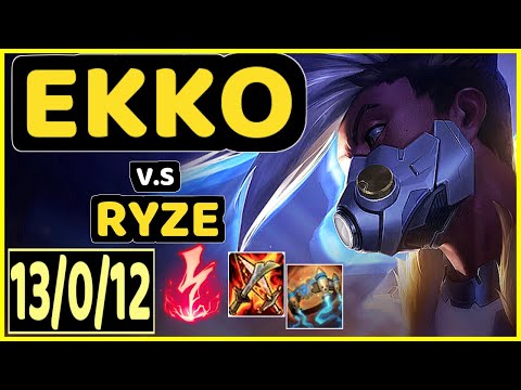 ABBEDAGGE (EKKO) vs RYZE - 13/0/12 KDA MID CHALLENGER GAMEPLAY - EUW