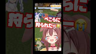 【ホロ金策マイクラ】せっかく会いに行ったころねすきーを目の前でぺこらに狩られてしまうころさん　#ホロライブ  #ホロライブ切り抜き  #ころさん #兎田ぺこら