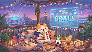 Cozy World Cup FIFA Rooftop with Mochi Cat 🏆 Soft Lofi Beats for Work & Study 🌃 Feel Calm