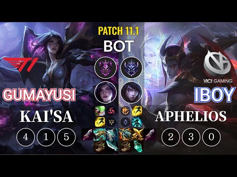 T1 Gumayusi Kai'Sa vs VG iBoy Aphelios Bot - KR Patch 11.1