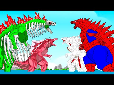 SPIDER GODZILLA, White SHIN GODZILLA vs AXOLOTLZILLA, GODZILLA TITAN | Godzilla Cartoon Compilation
