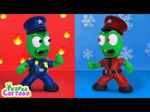 Pea Pea Police in Hot and Cold Room Challenge - Police Cartoon - Adventure for kids