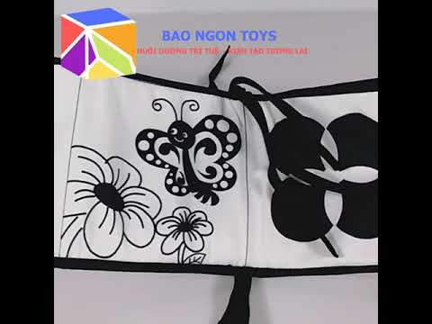 SÁCH VẢI KIÊM QUÂY CŨI 2 TRONG 1 GIÚP KÍCH THÍCH THỊ GIÁC CHO BÉ SƠ SINH TỪ 0 THÁNG - BAO NGON TOYS - SV75