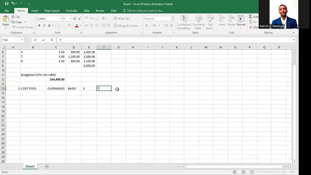 ZiCA CA 2.2 Activity Based Costing Exam Question Part 1