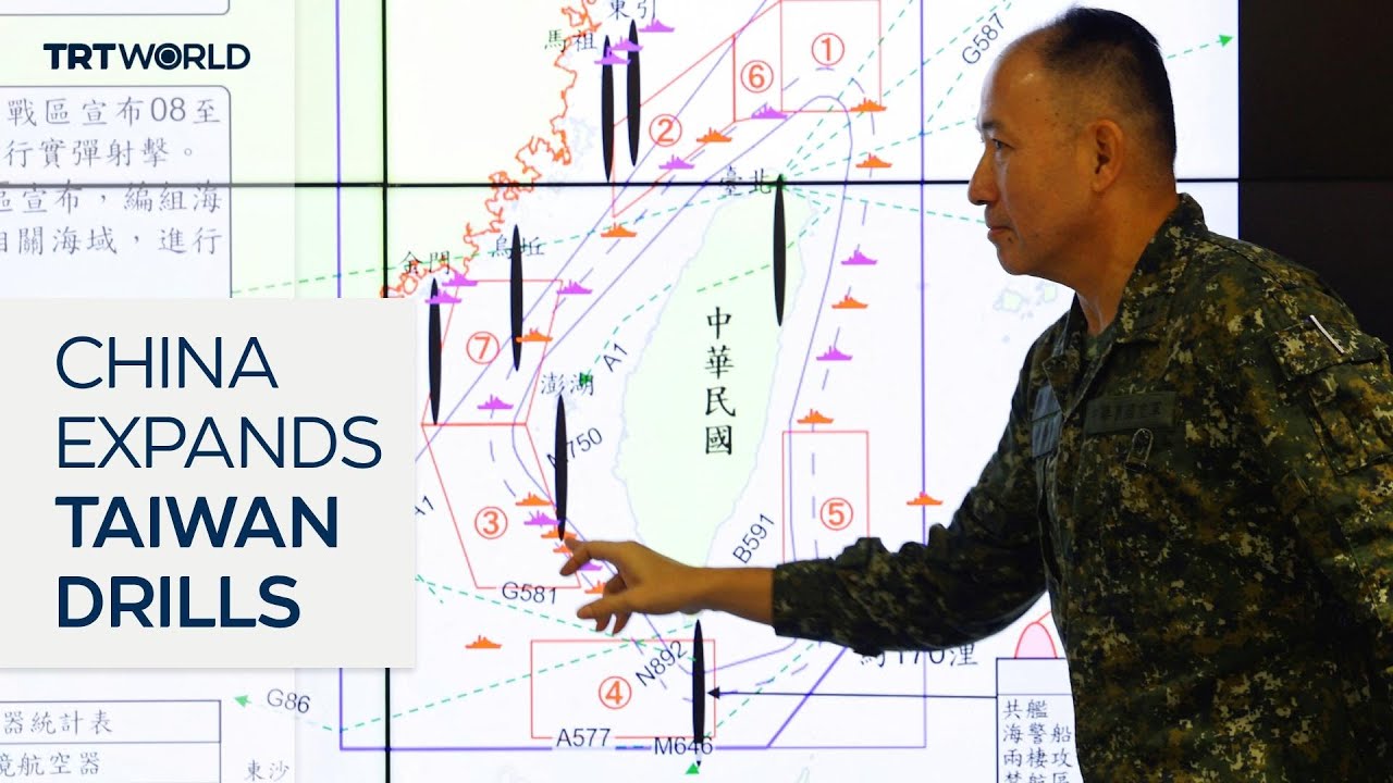 China surrounds Taiwan with record seven-zone military drills