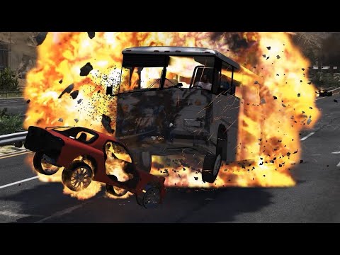 GTA 5 - The 10,000,000 kg bus CRASHES + XXXXXL EXPLOSIONS (part 3)