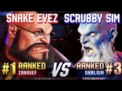 SF6 ▰ SNAKE EYEZ (#1 Ranked Zangief) vs SCRUBBY SIM (#3 Ranked Dhalsim) ▰ High Level Gameplay