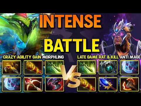 INTENSE HARD CARRY BATTLE | Crazy Agility Gain Morphling Vs. Late Game Rat And Kill Anti Mage DotA 2