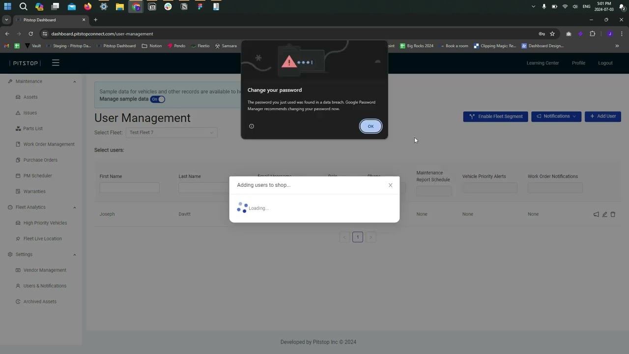Pitstop Users & Notifications Setup Guide