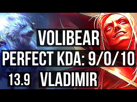 VOLIBEAR vs VLADIMIR (TOP) | 9/0/10, Legendary | KR Master | 13.9