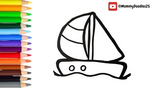 How to Draw a Boat | Easy Step-by-Step Tutorial | Learn Colors | Row Row Your Boat