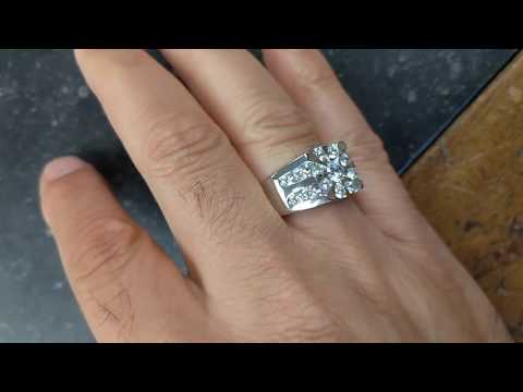 0.5 Ct. Round Channel Set Sun Burst Style Men's Ring - TwoBirch TB-GR-0080-WG-H