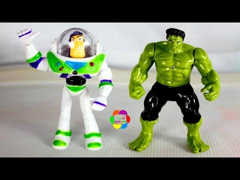 العملاق هالك يقابل باظ يطير لعبة شخصيات كارتون للاطفال hulk meets Buzz Lightyear toy story