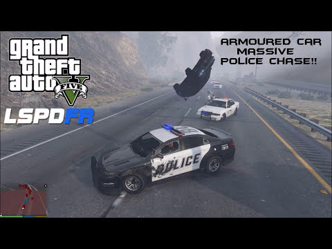 GTA V LSPDFR - HIGHWAY PATROL ARMOURED CAR MASSIVE POLICE CHASE !!!