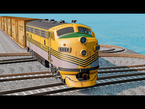 Absolutely Crazy Train vs Incredible Wavy Broken Rails Track Crossing Deepwater | BeamNG.drive